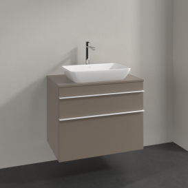 Тумба под раковину Villeroy & Boch Venticello 75,7х50,2 см ДСП трюфель серый/ручка алюминий белый A94002VG
