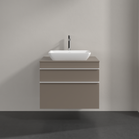 Тумба под раковину Villeroy & Boch Venticello 75,7х50,2 см ДСП трюфель серый/ручка алюминий белый A94002VG