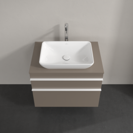Тумба под раковину Villeroy & Boch Venticello 75,7х50,2 см ДСП трюфель серый/ручка алюминий белый A94002VG