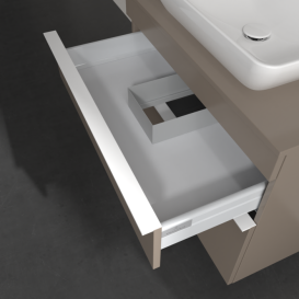 Тумба под раковину Villeroy & Boch Venticello 75,7х50,2 см ДСП трюфель серый/ручка алюминий белый A94002VG