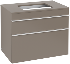 Тумба под раковину Villeroy & Boch Venticello 75,7х50,2 см ДСП трюфель серый/ручка алюминий белый A94002VG
