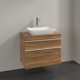 Тумба под раковину Villeroy & Boch Venticello 75,7х50,2 см ДСП дуб канзас/ручка алюминий белый A94002RH