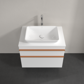 Тумба під раковину Villeroy & Boch Venticello 75,7х50,2 см МДФ глянсовий білий/ручка мідь A94005DH
