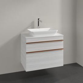 Тумба под раковину Villeroy & Boch Venticello 75,7х50,2 см ДСП/МДФ белое дерево/ручка медь A94005E8