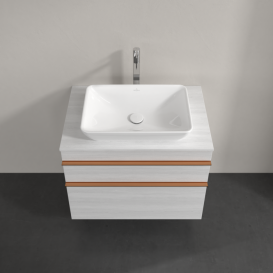 Тумба под раковину Villeroy & Boch Venticello 75,7х50,2 см ДСП/МДФ белое дерево/ручка медь A94005E8