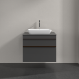 Тумба под раковину Villeroy & Boch Venticello 75,7х50,2 см МДФ глянцевый серый/ручка медь A94005FP