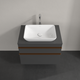 Тумба под раковину Villeroy & Boch Venticello 75,7х50,2 см МДФ глянцевый серый/ручка медь A94005FP