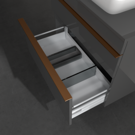 Тумба под раковину Villeroy & Boch Venticello 75,7х50,2 см МДФ глянцевый серый/ручка медь A94005FP