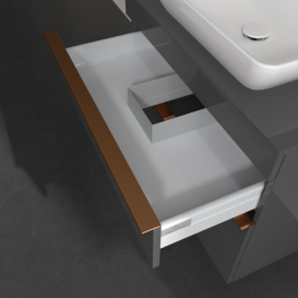 Тумба под раковину Villeroy & Boch Venticello 75,7х50,2 см МДФ глянцевый серый/ручка медь A94005FP