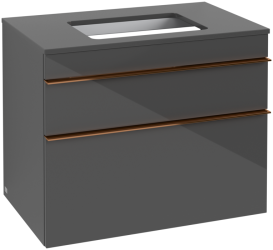 Тумба под раковину Villeroy & Boch Venticello 75,7х50,2 см МДФ глянцевый серый/ручка медь A94005FP