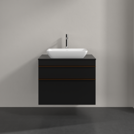 Тумба под раковину Villeroy & Boch Venticello 75,7х50,2 см МДФ черный матовый лак/ручка медь A94005PD