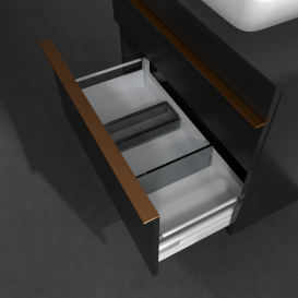 Тумба под раковину Villeroy & Boch Venticello 75,7х50,2 см МДФ черный матовый лак/ручка медь A94005PD