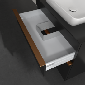 Тумба под раковину Villeroy & Boch Venticello 75,7х50,2 см МДФ черный матовый лак/ручка медь A94005PD