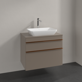 Тумба под раковину Villeroy & Boch Venticello 75,7х50,2 см ДСП трюфель серый/ручка медь A94005VG