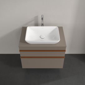 Тумба под раковину Villeroy & Boch Venticello 75,7х50,2 см ДСП трюфель серый/ручка медь A94005VG