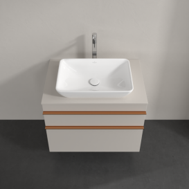 Тумба под раковину Villeroy & Boch Venticello 75,7х50,2 см ДСП мягкий серый/ручка медь A94005VK