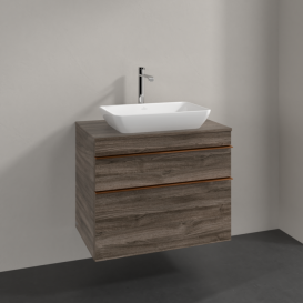 Тумба під раковину Villeroy & Boch Venticello 75,7х50,2 см ДСП кам'яний дуб/ручка мідь A94005RK