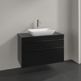 Тумба под раковину Villeroy & Boch Venticello 95,7х50,2 см МДФ черный матовый лак/ручка хром A94101PD