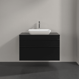 Тумба під раковину Villeroy & Boch Venticello 95,7х50,2 см МДФ чорний матовий лак/ручка хром A94101PD