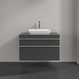 Тумба под раковину Villeroy & Boch Venticello 95,7х50,2 см МДФ глянцевый серый/ручка алюминий белый A94102FP