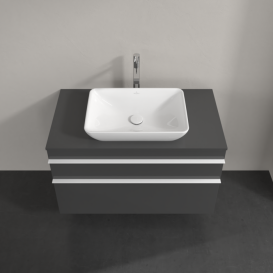 Тумба под раковину Villeroy & Boch Venticello 95,7х50,2 см МДФ глянцевый серый/ручка алюминий белый A94102FP