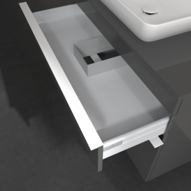 Тумба под раковину Villeroy & Boch Venticello 95,7х50,2 см МДФ глянцевый серый/ручка алюминий белый A94102FP