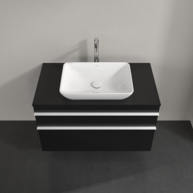 Тумба під раковину Villeroy & Boch Venticello 95,7х50,2 см МДФ чорний матовий лак/ручка алюміній білий A94102PD