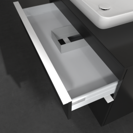 Тумба під раковину Villeroy & Boch Venticello 95,7х50,2 см МДФ чорний матовий лак/ручка алюміній білий A94102PD