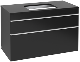 Тумба під раковину Villeroy & Boch Venticello 95,7х50,2 см МДФ чорний матовий лак/ручка алюміній білий A94102PD