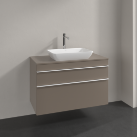 Тумба под раковину Villeroy & Boch Venticello 95,7х50,2 см ДСП трюфель серый/ручка алюминий белый A94102VG
