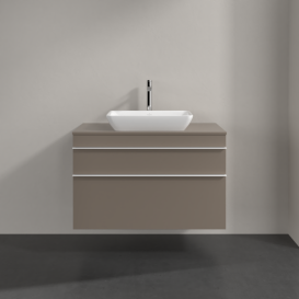 Тумба под раковину Villeroy & Boch Venticello 95,7х50,2 см ДСП трюфель серый/ручка алюминий белый A94102VG