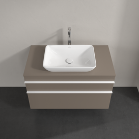 Тумба под раковину Villeroy & Boch Venticello 95,7х50,2 см ДСП трюфель серый/ручка алюминий белый A94102VG