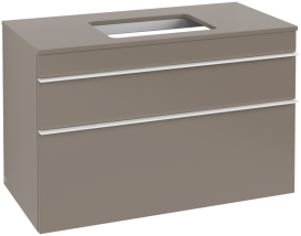 Тумба под раковину Villeroy & Boch Venticello 95,7х50,2 см ДСП трюфель серый/ручка алюминий белый A94102VG