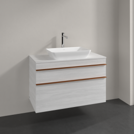 Тумба под раковину Villeroy & Boch Venticello 95,7х50,2 см ДСП/МДФ белое дерево/ручка медь A94105E8
