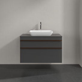 Тумба под раковину Villeroy & Boch Venticello 95,7х50,2 см МДФ глянцевый серый/ручка медь A94105FP