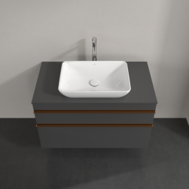 Тумба под раковину Villeroy & Boch Venticello 95,7х50,2 см МДФ глянцевый серый/ручка медь A94105FP