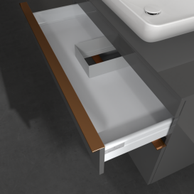 Тумба под раковину Villeroy & Boch Venticello 95,7х50,2 см МДФ глянцевый серый/ручка медь A94105FP