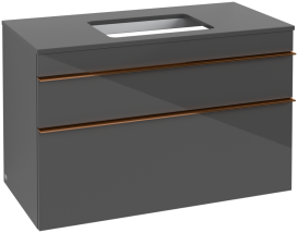 Тумба под раковину Villeroy & Boch Venticello 95,7х50,2 см МДФ глянцевый серый/ручка медь A94105FP