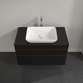 Тумба під раковину Villeroy & Boch Venticello 95,7х50,2 см МДФ чорний матовий лак/ручка мідь A94105PD