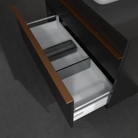 Тумба під раковину Villeroy & Boch Venticello 95,7х50,2 см МДФ чорний матовий лак/ручка мідь A94105PD