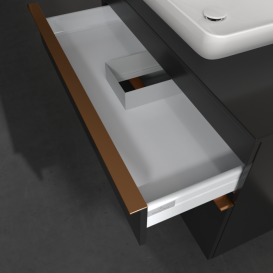 Тумба під раковину Villeroy & Boch Venticello 95,7х50,2 см МДФ чорний матовий лак/ручка мідь A94105PD