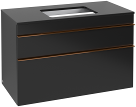 Тумба під раковину Villeroy & Boch Venticello 95,7х50,2 см МДФ чорний матовий лак/ручка мідь A94105PD