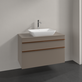 Тумба под раковину Villeroy & Boch Venticello 95,7х50,2 см ДСП трюфель серый/ручка медь A94105VG