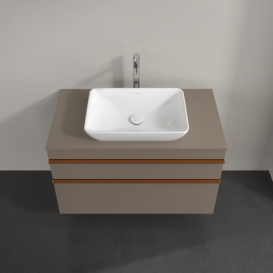 Тумба под раковину Villeroy & Boch Venticello 95,7х50,2 см ДСП трюфель серый/ручка медь A94105VG