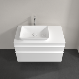 Тумба под раковину Villeroy & Boch Venticello 95,7х50,2 см МДФ глянцевый белый/ручка алюминий белый A94202DH