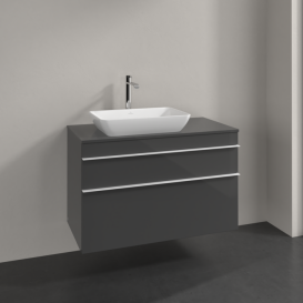 Тумба под раковину Villeroy & Boch Venticello 95,7х50,2 см МДФ глянцевый серый/ручка алюминий белый A94202FP