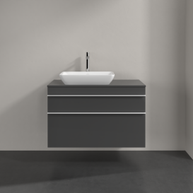 Тумба под раковину Villeroy & Boch Venticello 95,7х50,2 см МДФ глянцевый серый/ручка алюминий белый A94202FP