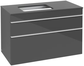 Тумба под раковину Villeroy & Boch Venticello 95,7х50,2 см МДФ глянцевый серый/ручка алюминий белый A94202FP