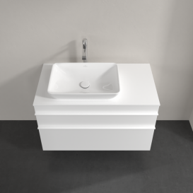 Тумба под раковину Villeroy & Boch Venticello 95,7х50,2 см ДСП/МДФ белый матовый/ручка алюминий белый A94202MS