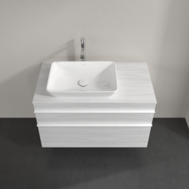 Тумба під раковину Villeroy & Boch Venticello 95,7х50,2 см ДСП/МДФ біле дерево/ручка алюміній білий A94202E8